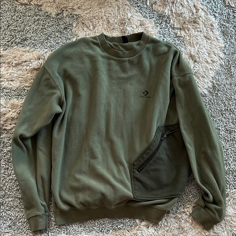 Like New - Converse Women’s Olive Crewneck Fleece Sweatshirt - Size S